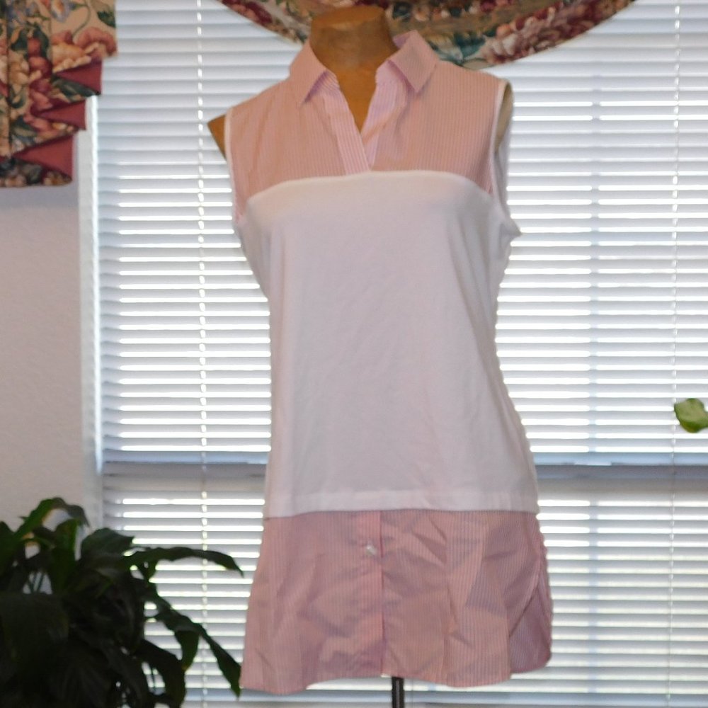 NWT $125 HINSON WU Red & White Striped Lea Top S 6 8